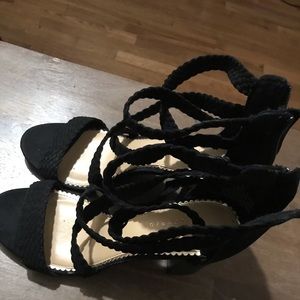 Black open toe heels